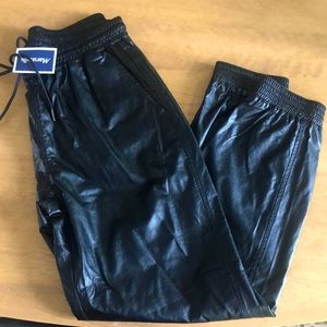 Stella Luce women’s black leather joggers in size Large. New with tag